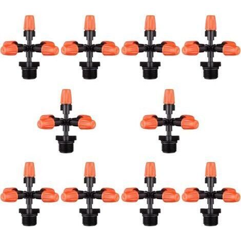 Arroseur de Jardin 10 pièces 360 degrés 6mm arroseurs d'atomisation croisés avec connecteurs à Filetage mâle 1/2 Pouce Buses de brumisation de Refroidissement d'irrigation de Jardin (1/5)