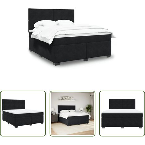 Matratze - Boxspringbett mit Matratze Schwarz 180x200 cm Samt (1/5)