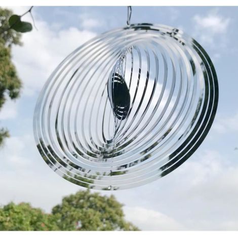 Carillon À Vent - Métal Rond 20 Cm - Décoration Extérieure Balcon Jardin Intérieur - 1 Pièce (1/2)
