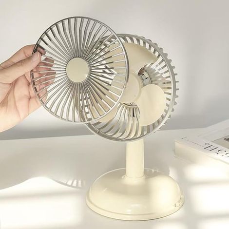 Ventilatore da tavolo ricaricabile, ventilatore portatile per campeggio all'aperto, 2 impostazioni per uscire, lavorare e studiare (1/2)