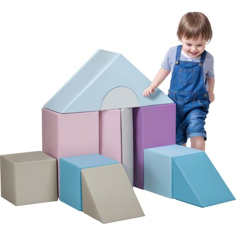 11-tlg. Softbausteinset. Schaumstoffbausteine zum Toben und Klettern. für Kinder. 1-3 Jahre. Kunstlederbezug. Bunt (1/4)