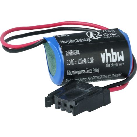 vhbw Akku Ersatz für Allen Bradley 1747-BA, 1746-BAS, 1747-PT1, 1756-BA2, 1756-BA1, 1745-B1 für Steuereinheit (1000 mAh, 3 V, Li-MnO2)