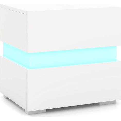 Set di 2 comodini 45 x 35 x 45 cm con illuminazione a LED design moderno in MDF bianco 200012511