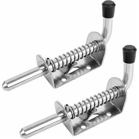 Serrure à ressort en acier inoxydable, boulon industriel lourd, porte de garage de jardin, serrure à ressort de véhicule réglable, outils de bricolage d'accessoires galvanisés 12,8 4,7 cm 2 pièces (1/5)