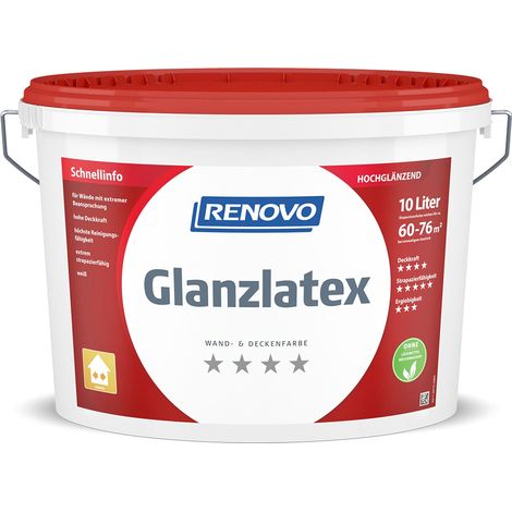Renovo Wand- und Deckenfarbe Glanzlatex weiss 10,0 Ltr.