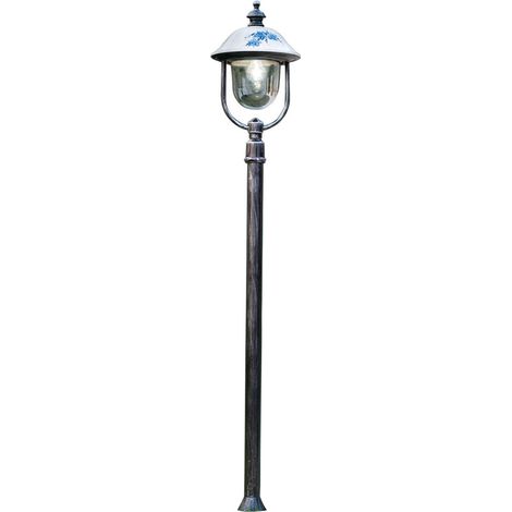 Palo Esterno Classico Bari Metallo E Ceramica Nero Sfumato Argento 1 Luce E27 (1/5)