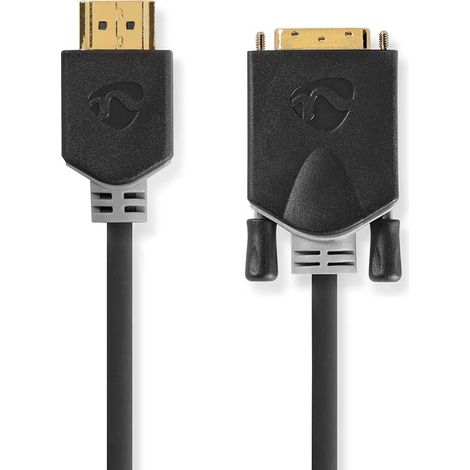 Hdmi Kabel Hdmi Kontakt Dvi D 24 1 Pin Hane 1080P Vergoldet 2 00 M Rak Pvc Antracit Window Box Med Euro Lock