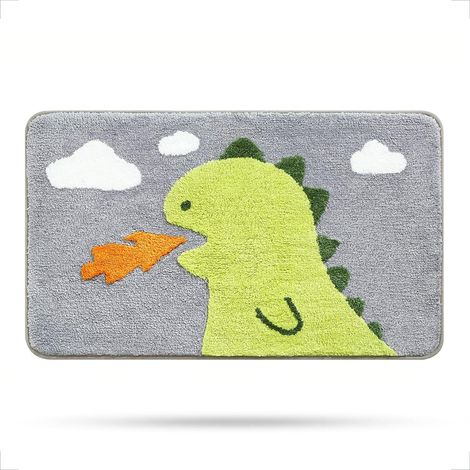 Bathroom Rug Non Slip Bath Mat Soft Shower Rug Plush Microfiber Water Absorbent Thick Shaggy Floor Mats, Machine Washable, Dinosaur(4060cm) (1/5)