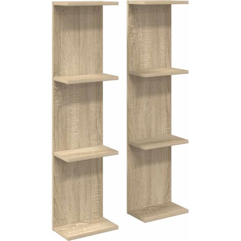 Estante de pared 2 uds. Roble Sonoma 22 x 15 x 100 cm vidaXL