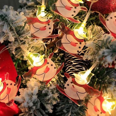Guirlande Lumineuse Led - Boules Électroplacées Étoiles Bonhomme De Neige - Décoration Festive Intérieure Extérieure - 150 cm - Alimentation Piles (1/5)