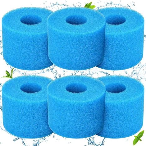 HOXILEELEO - Lot de 6 filtrations en mousse pour piscine, avec cartouches réutilisables et lavables, aux piscines, dimensions : 10,8 x 7,3 x 4 cm (1/5)
