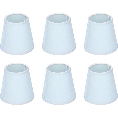 Lot de 6 abat-jour en tissu bleu ciel pour applique murale, décoration moderne et épurée pour lustre à douille E14. (1/5)