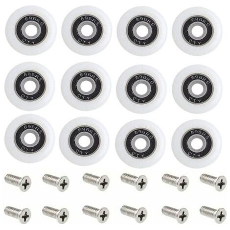 Roulettes de rechange pour porte de douche, ensemble de 1 avec vis, diamètre de 23 mm, motif Starlight. (1/4)