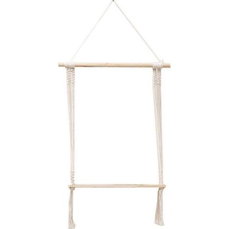 Étagère murale simple en bois, tapisserie tissée à la main, support pour plantes suspendues. (1/4)
