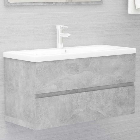 Meuble sous lavabo Meuble sous vasque - Gris béton 90x38,5x45 cm Aggloméré BV507338 - BonneVie (1/5)