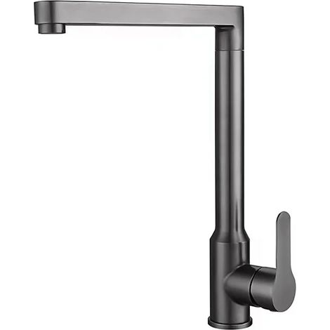 Robinet de cuisine en acier inoxydable gris anthracite, pivotant à 360 degrés, mitigeur eau chaude/eau froide (1/5)