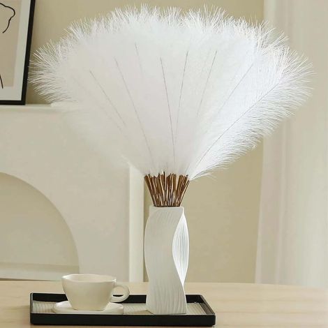 30 hierbas de la pampa blancas secas artificiales, de 55 cm de largo, decoración bohemia para bodas y hogares.