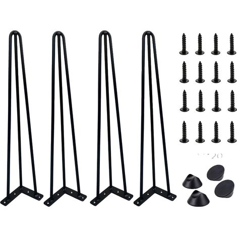 Patas de mesa con diseño de horquilla, construcción metálica duradera, 34 pulgadas - 3 patas (Mesa de comedor) (1/2)