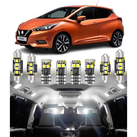 6pcs Car Interior LED Light Kit Replacement for Micra K13 K14 2011-2023 White Interior Lighting 6000K (1/5)