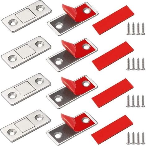 Set mit 4 Türmagneten, ultradünne Magnetverschlüsse, selbstklebende Möbelmagnete, starke Magnete für Schiebetüren und Schubladen A671 (1/4)