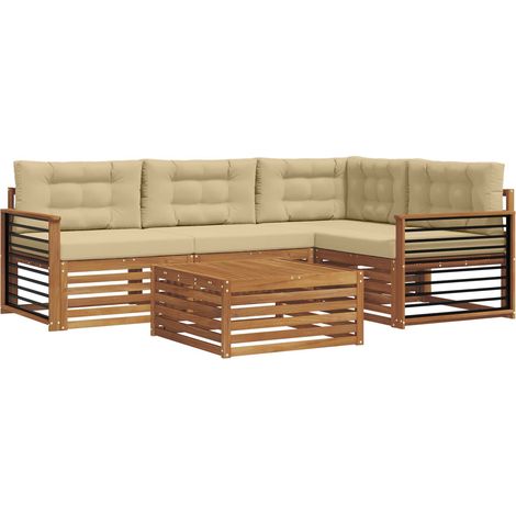 Ensemble de canapés d'extérieur 5 pcs Salon de jardin Naturel et Beige (1/5)