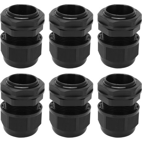 Packung mit 6 schwarzen, wasserdichten PG IP68 Kabelverschraubungen für 12 bis 18 mm Kabel, für den Hausgebrauch und den Außenbereich. (1/5)