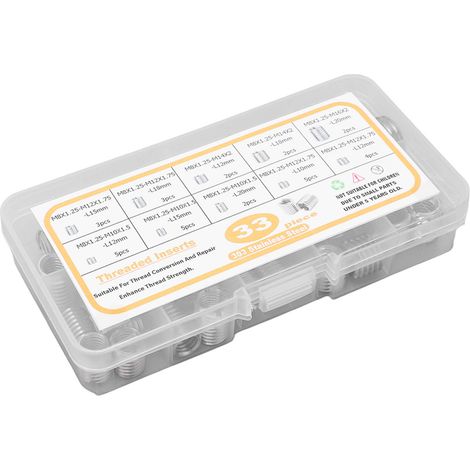 Kit d'assortiment de 33 inserts filetés M8x1,25 en acier inoxydable, manchons de réparation pour écrous réducteurs de filetage (1/5)