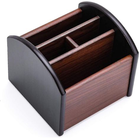 Fernbedienungshalter, Schreibtisch-Organizer aus Holz mit 4 Fächern, kompatibel mit Tischen. (1/5)