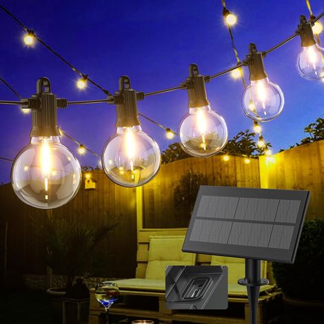 Guirlande Lumineuse Extérieure 8m Guirlande Guinguette Étanche LED avec 12+1 G40 Imperméable Ampoules Lumières Incassable pour Jardin Exterieur Fête Terrasse Mariage Blanc Chaud (1/5)