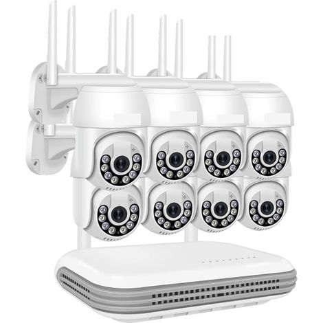 Système de caméra de sécurité à Domicile Caméra sans Fil 3MP système de vidéosurveillance 8CH NVR P2P Kit de Surveillance vidéo H.265 HD Lecture Intelligente Voie de remorquage Audio (Size : None, C (1/5)