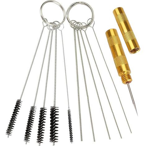 Juego de 11 pegatinas de colores para aerógrafo, accesorios para aerógrafo, kit de herramientas de limpieza para aerógrafo, incluye 1 aguja de limpieza, 5 cepillos de limpieza