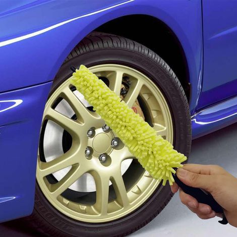 Brosse de nettoyage pour jantes de voiture en plastique, brosse pour le lavage des pneus, éponge de lavage auto avec manche (1/5)