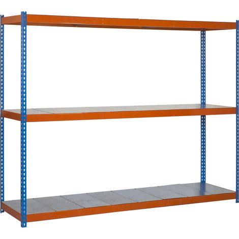 SimonRack Scaffale Industriale, 1500x1200x600 mm, 3 Ripiani in Metallo, Portata 400 kg per Ripiano, Scaffale Carichi Pesanti, Blu/Arancione/Zincato – Ecoforte
