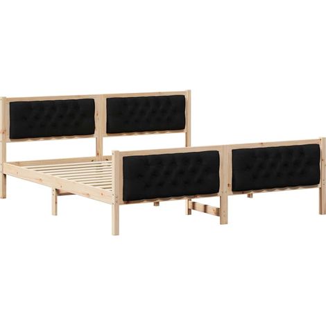 Maison Exclusive - Cadre de lit avec tête de lit Noir 160 x 200 cm Pin massif