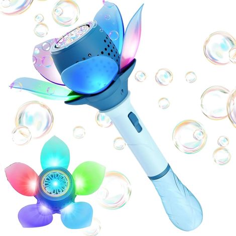 Baguette à Bulles Fleur Électrique pour Enfants, Machine à Bulles Automatique, Plus de 10 000 Bulles/Min avec Solution à Bulles de Savon de 120 ML, pour Extérieur/Fête/Mariage (1/5)