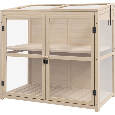 Gewächshaus aus Holz mit Doppeltür und Dachfenster 103 x 61 x 103 cm (1/5)