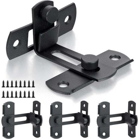 Confezione da 4 serrature per porte da fienile a 90 gradi, serrature di sicurezza per porte da fienile, serrature a gancio per porte scorrevoli, serrature per porte antiche, serrature per porte per ca (1/4)