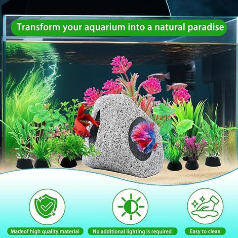 Aquarium Rock Plants Set Aquarium Cave Plastic Aquarium Plants Aquarium Decorations Shelters for Fish Breeding (1/4)