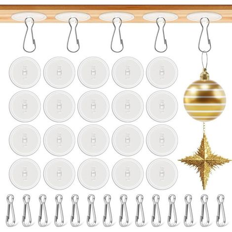 Crochets Adhésifs, 100PCS pour Plafond Sans Percer avec 100 Clips — Parfaits pour Ballons et Décorations de Fête (Diamètre 20mm) (1/5)