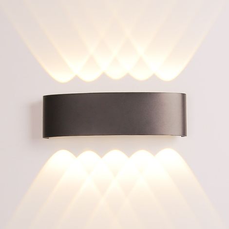 Black LED Indoor Wall Light 12W Warm White, Modern Aluminum Wall Light Fixture, Up Down Spot Light N (1/5)