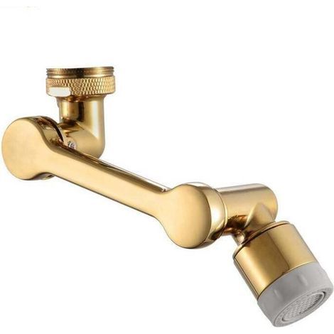 Aérateur de robinet pivotant à 1080 degrés, pulvérisateur universel à 2 fonctions, rallonge de robinet, laiton, or brossé (1/4)