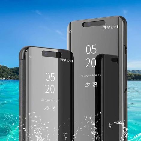 Coque Huawei Mate 20 - Housse Miroir Flip - Noir - Protection - Stand - Design Translucide (1/4)