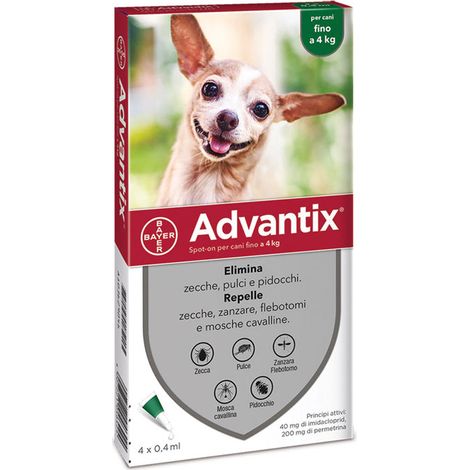 Traitement antiparasitaire Advantix pour chiens de taille XS jusqu'à 4 kg