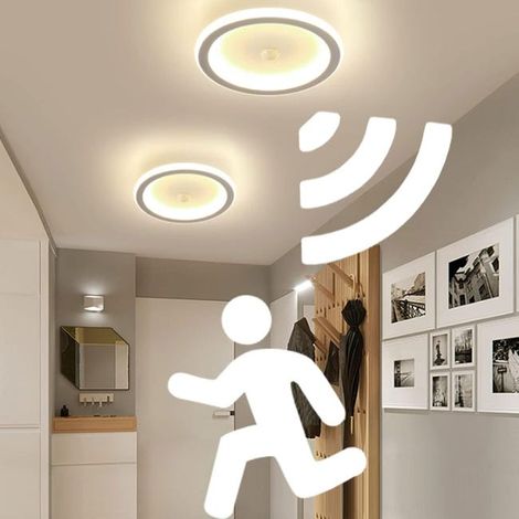 Plafonnier LED moderne avec détecteur de mouvement, design rond ultra-fin, LED blanc chaud à économie d'énergie 20 W (blanc, 1 pièce) (SKU produit : 96813825  SKU Offre : mkh25.7.22-27) (1/4)