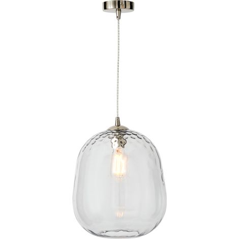 Visconte Minori Ceiling Pendant 1 Light With Clear Glass Shade - Satin Nickel (1/5)
