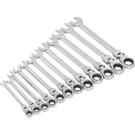 Satz mit 12 metrischen flexiblen Ratschenschlüsseln 8-19 mm, CRV-Drehgriff, Premium-Aufbewahrungskoffer für Automechaniker und Heimwerker. (1/5)