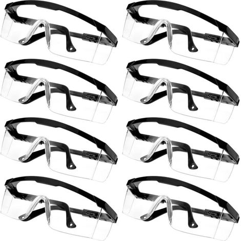 XEPHO 8 lunettes de protection anti-poussière, anti-sable et anti-éclaboussures, avec verres en polycarbonate, légères à porter, lunettes de laboratoire résistantes aux chocs (noires) (1/5)
