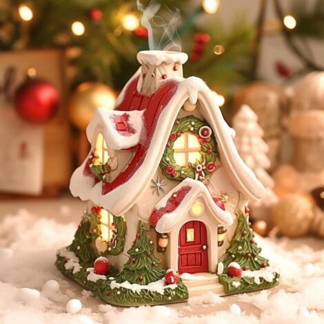 Brûleur D'encens LED De Noël Brûleur D'encens en Forme De Maison en D'épices Maison De Village De Noël pour Maison avec Lumineux (1/4)
