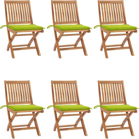 vidaXL Sillas plegables con cojines, 6 unidades, madera maciza de teca. (1/5)