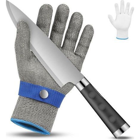 Gants anti-coupures en acier inoxydable niveau 9 - Protection pour filetage, hachage et ouverture d'huîtres (Taille M) (1/5)